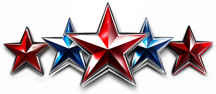 Rate Security Logo - five bold and gleaming stars